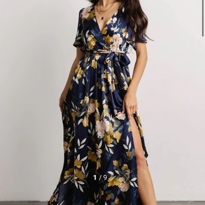 Baltic Born Sicily Satin Maxi Dress - Navy